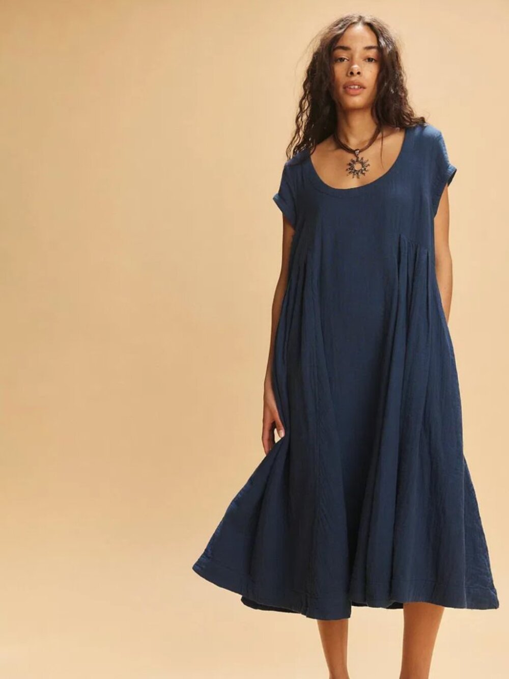 Women's Free People Blaine Midi Dress, XS, Blue/Chaya